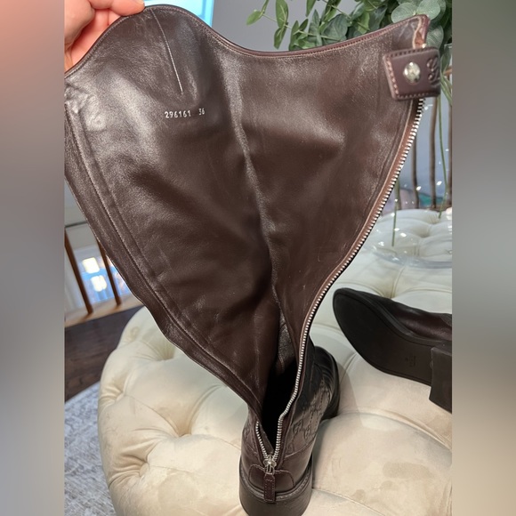Guccissima Calfskin Miro Soft Knee High Riding Boots in Chocolate - Picture 9 of 12
